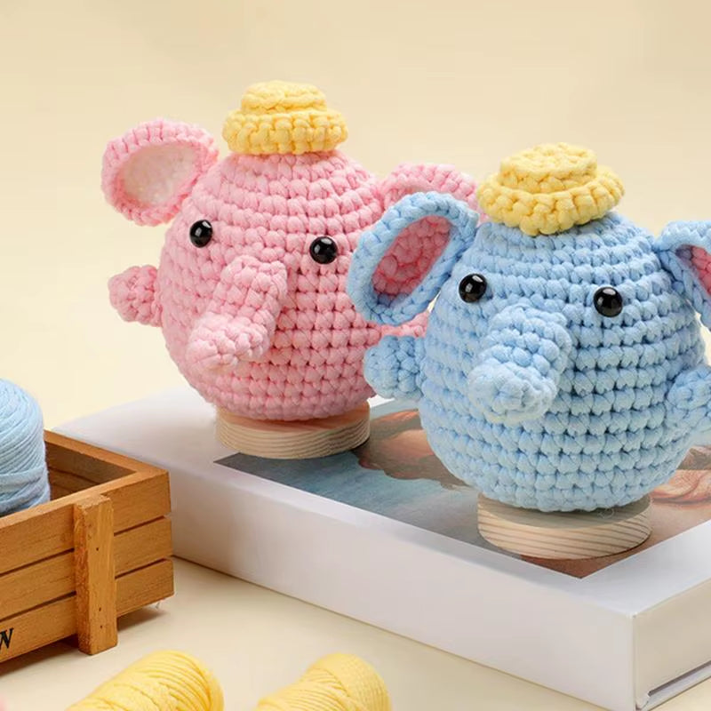 Elephant Crochet Kit for Beginners Learn to Crochet Set Elephant Crochet Animal Kits Knitting Kit Starter Supplies for Adults