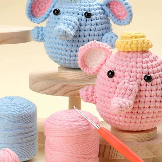 Elephant Crochet Kit for Beginners Learn to Crochet Set Elephant Crochet Animal Kits Knitting Kit Starter Supplies for Adults