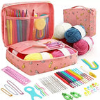 59Pcs/Set Crochet Set DIY Beginner Crochet Hook Kit with Storage Bag Material Pack Portable Sewing Knitting and Storage Tools
