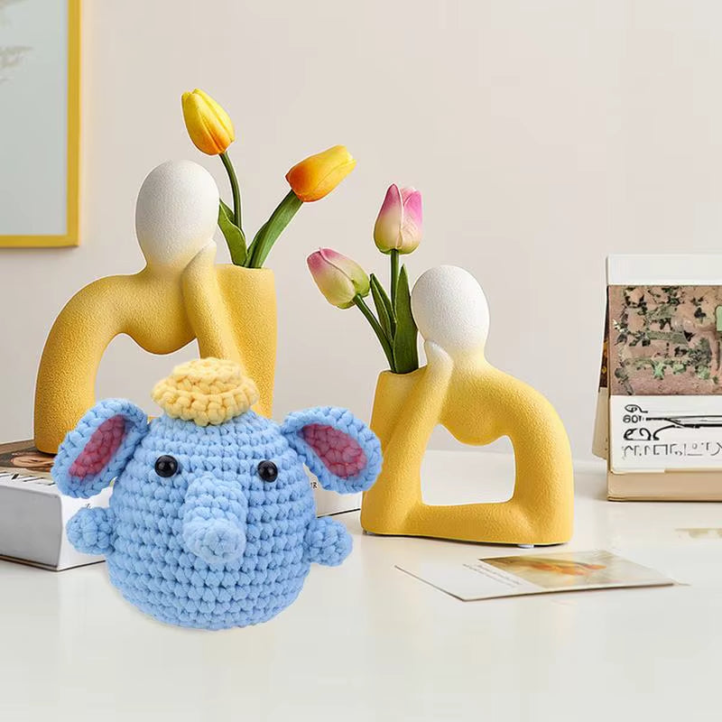 Elephant Crochet Kit for Beginners Learn to Crochet Set Elephant Crochet Animal Kits Knitting Kit Starter Supplies for Adults